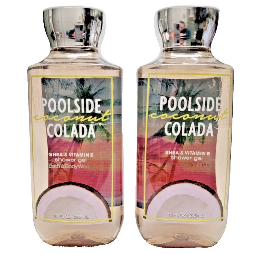 Bath & Body Works POOLSIDE COCONUT COLADA Shower Gel Body Wash SET OF 2 Tropical